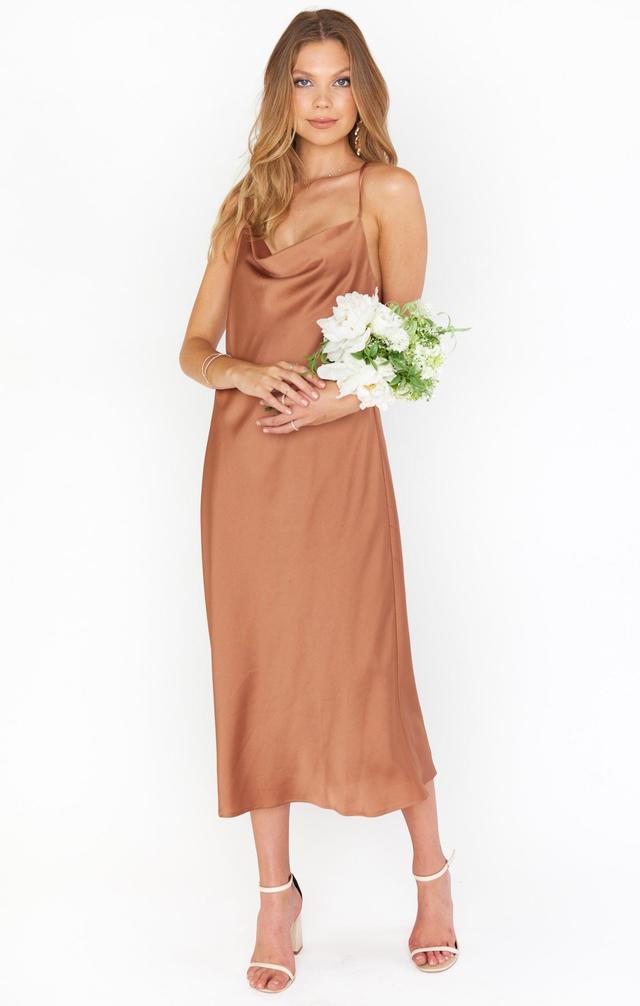 Verona Cowl Dress ~ Copper Luxe Satin Product Image