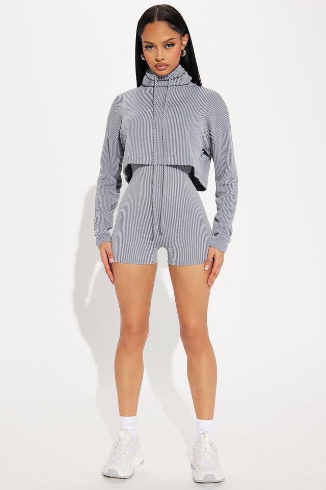 Thinking It Over Romper Set - Grey Product Image