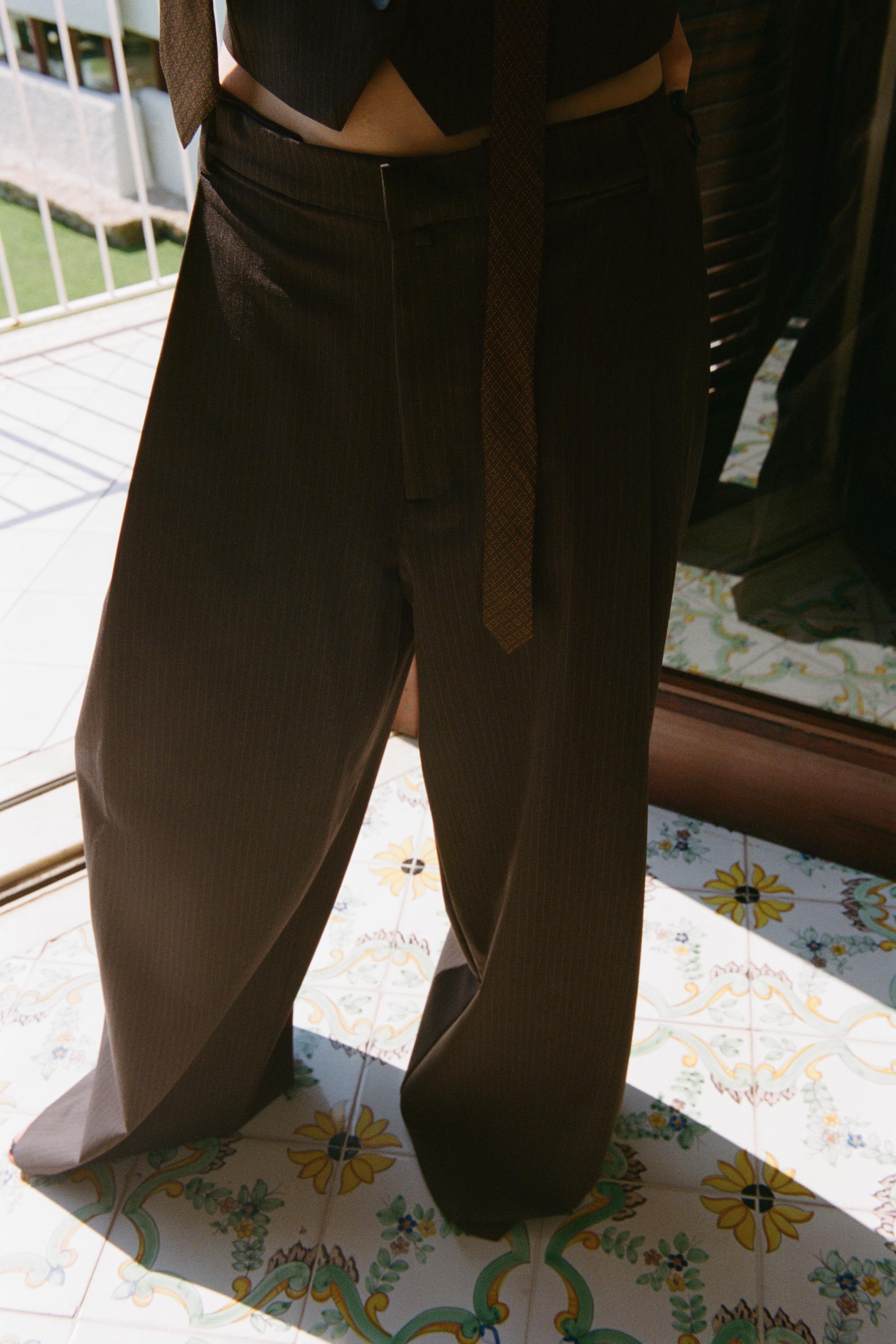 PINSTRIPE PANTS WITH BELT LOOPS Product Image