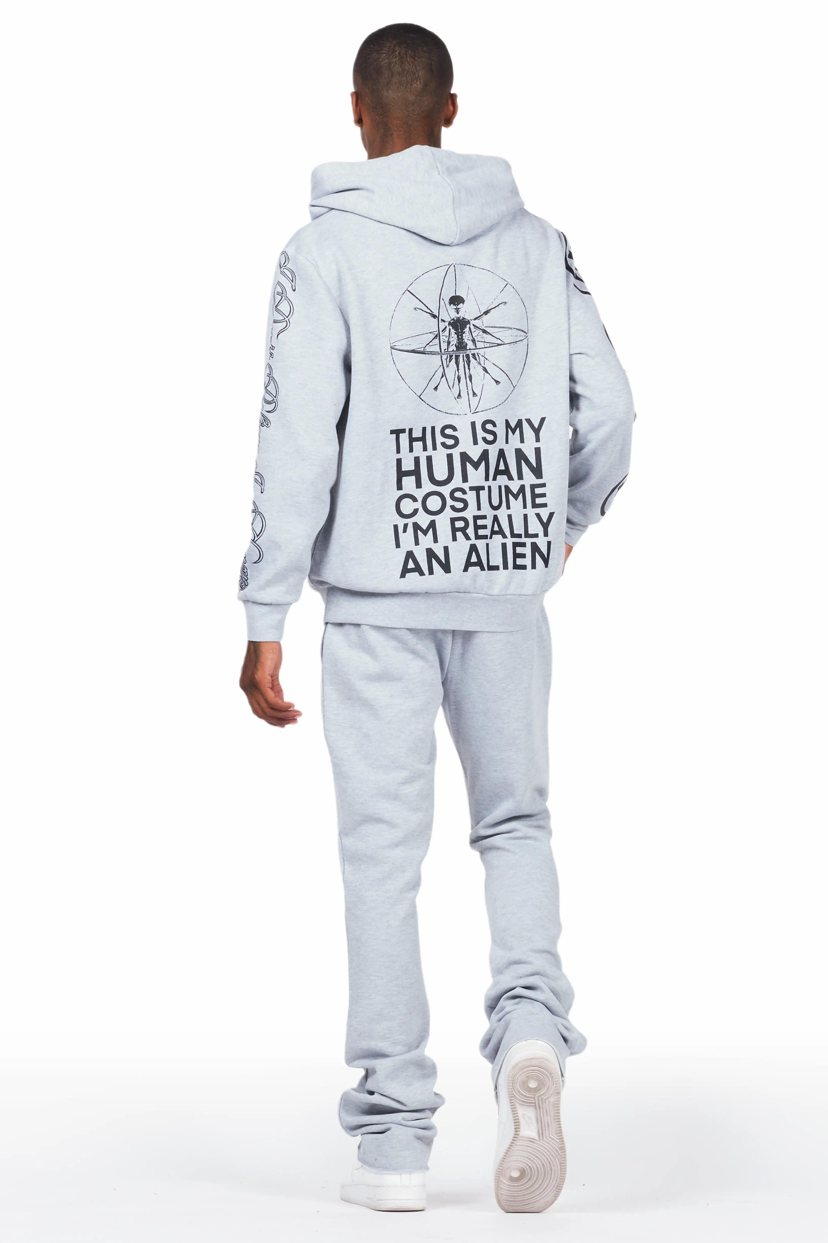 Yarden Grey Graphic Hoodie/Stacked Flare Pant Track Set Male Product Image