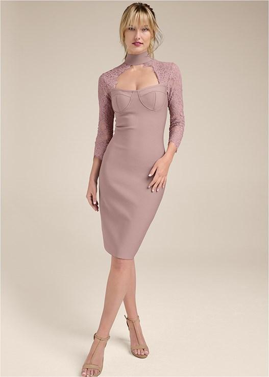 Lace Sleeve Bandage Dress Product Image