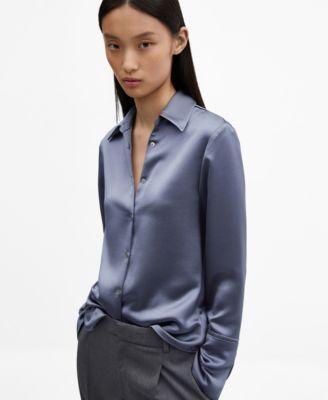 Mango Womens Satin Buttoned Shirt Product Image