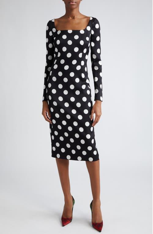 Womens Polka Dot Square-Neck Sheath Midi-Dress Product Image