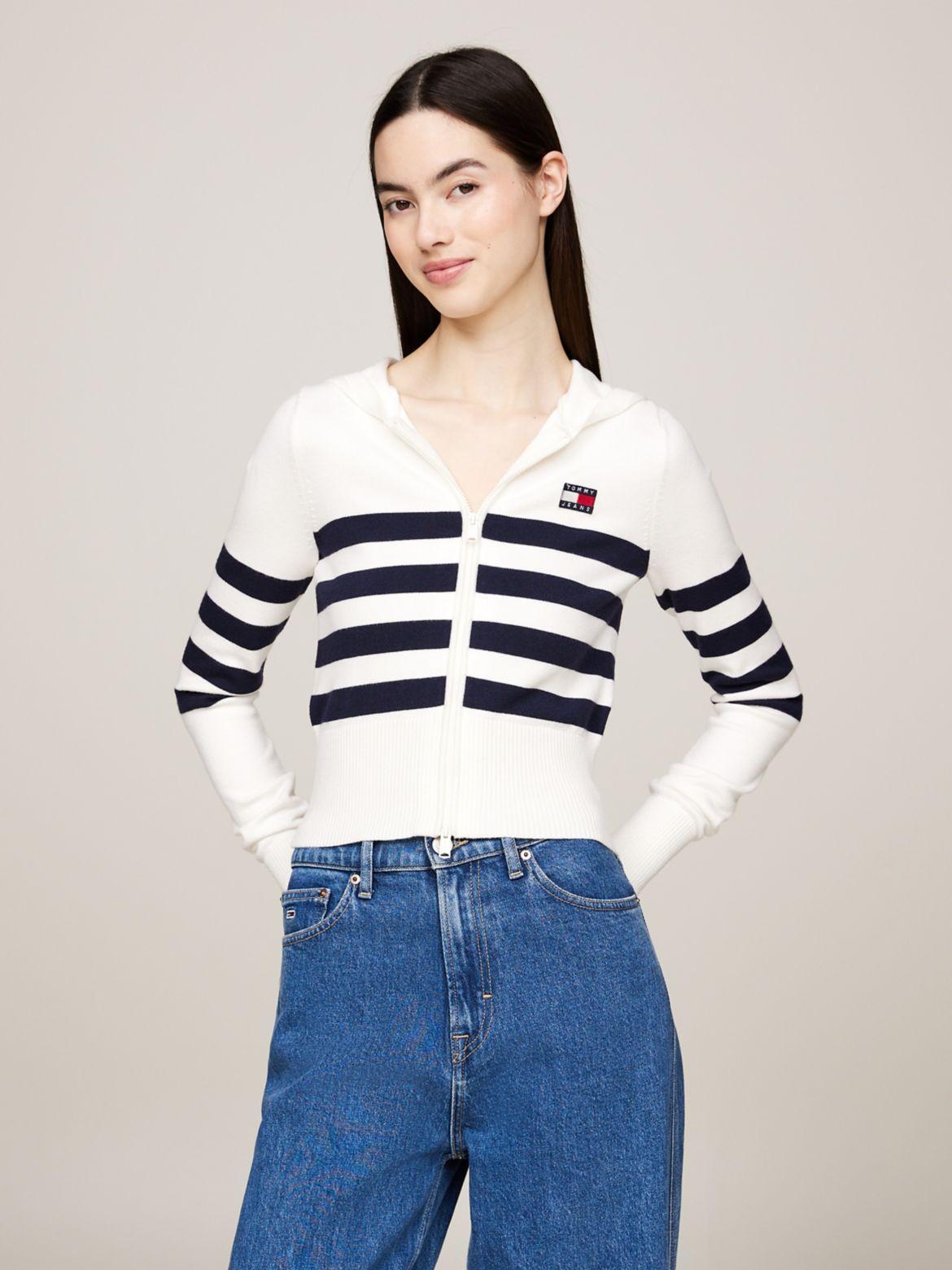 Tommy Hilfiger Women's Slim Fit Tommy Badge Zip Hoodie Sweater Product Image