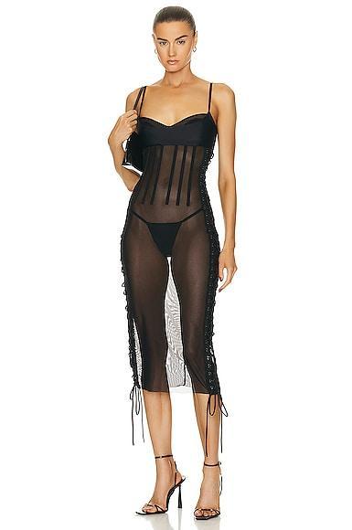 Mesh Slip Lacing Detail Dress Product Image