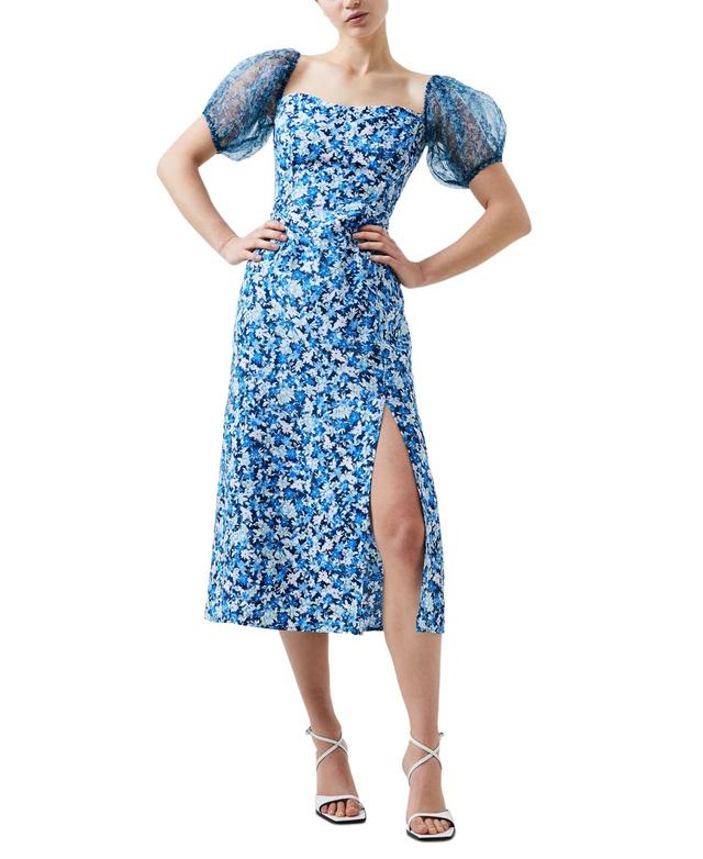 French Connection Womens Clara Floral-Print Puff-Sleeve Midi Dress Product Image