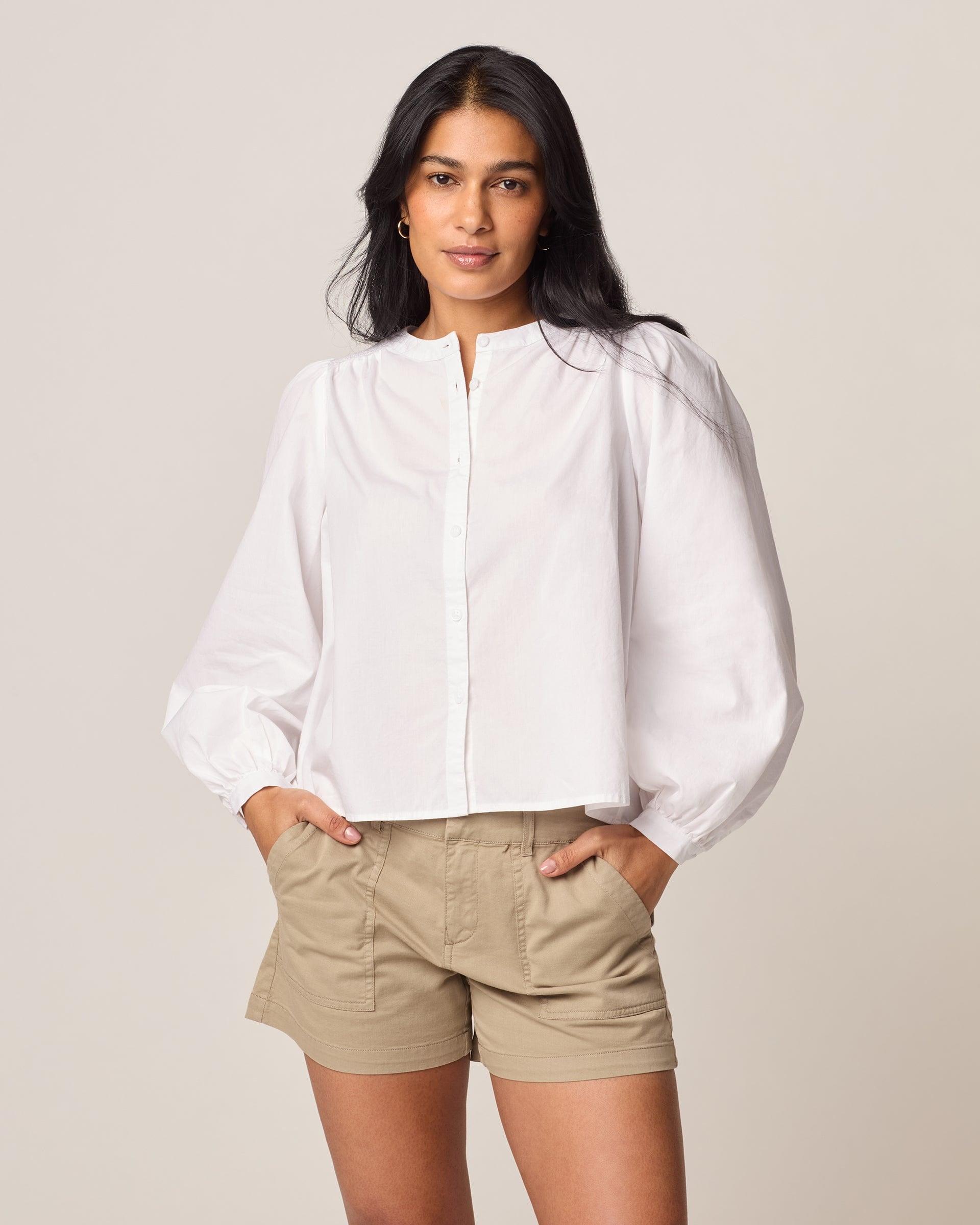 johnnie-O Blair Cotton Button Up Smock Blouse Product Image