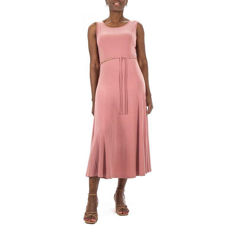 Womens Nina Leonard A-Line Midi Tank Top Dress Dusty Pink Product Image