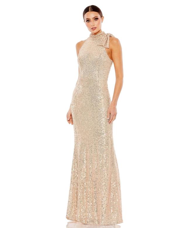 Mac Duggal Mock Neck Sequin Sheath Gown Product Image