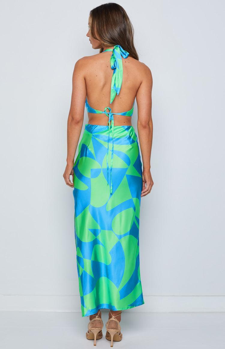 Underwater Green Print Midi Dress Product Image