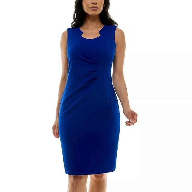 Womens Nina Leonard Envelope Neckline Sheath Midi Dress Deep Blue Product Image