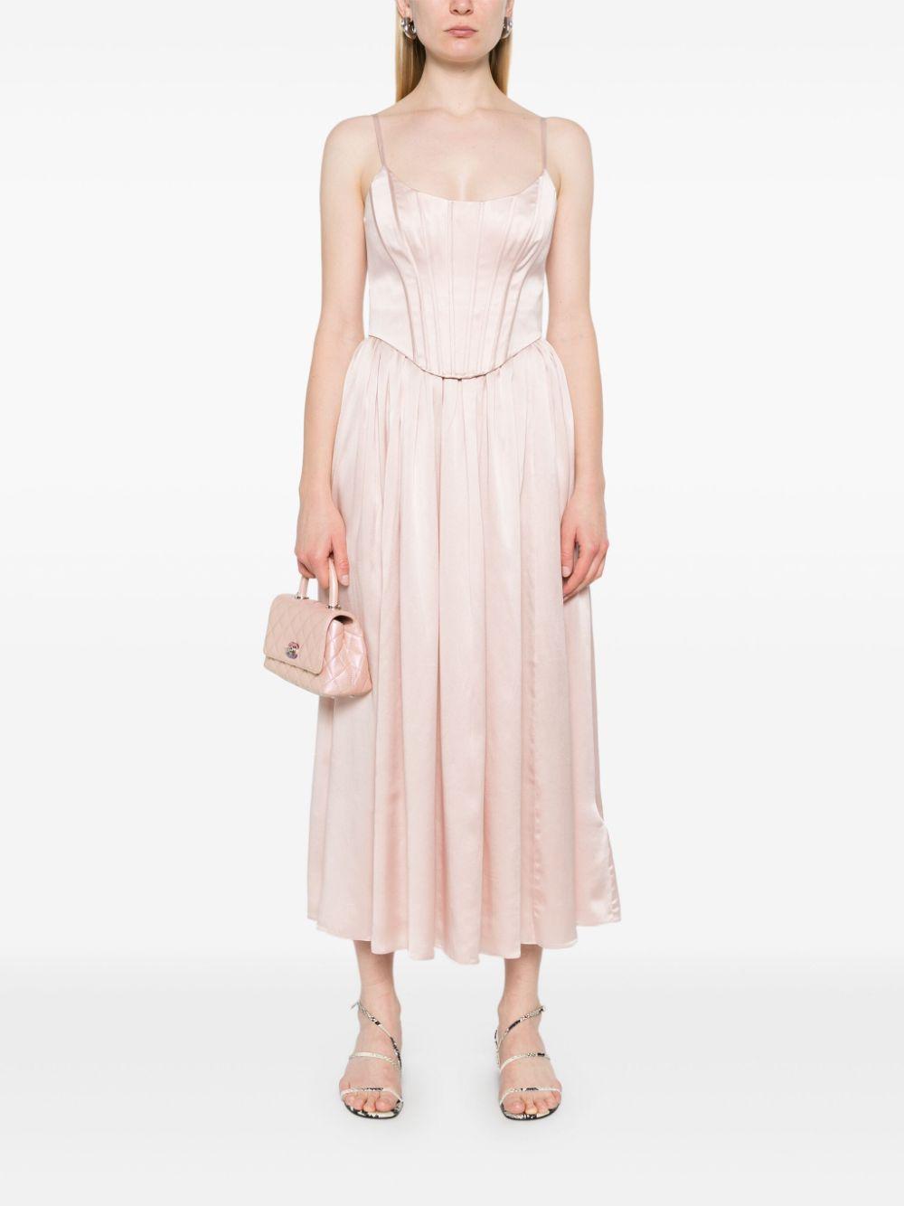 ZIMMERMANN Silk Corset Midi Dress In Pink Product Image