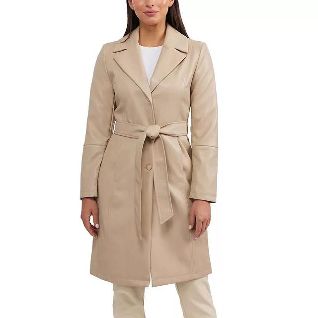 Womens Badgley Mischka Villy Faux Leather Trench Coat Product Image