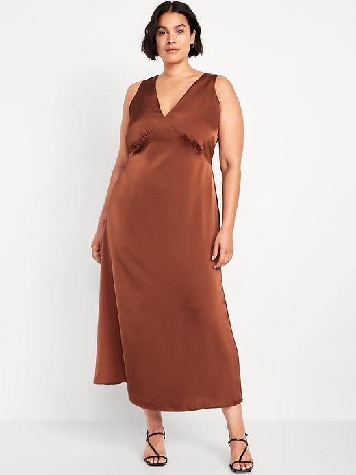 Sleeveless Satin Midi Slip Dress Product Image