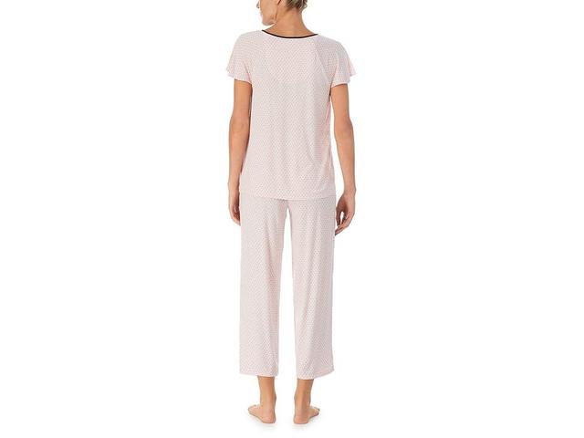 kate spade new york Short Sleeve Pin Dot Print Jersey Knit Cropped Pajama Set Product Image