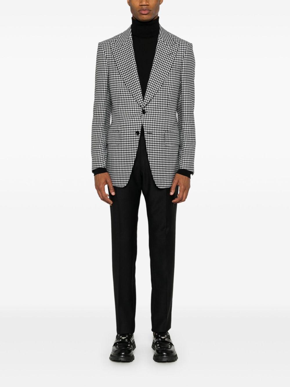 TOM FORD Single-breasted Houndstooth Blazer In Black & White Product Image