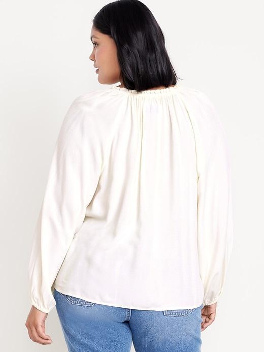 Ruffled Split-Neck Top Product Image