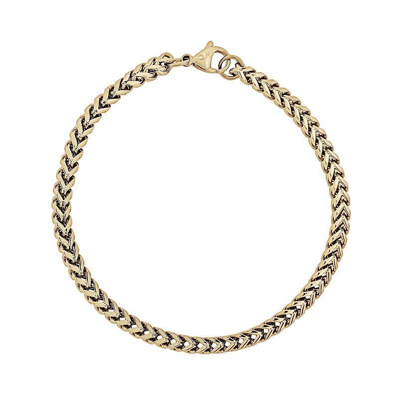 LYNX Ion-Plated Stainless Steel Foxtail Chain Bracelet - 9-in., Mens Yellow Product Image