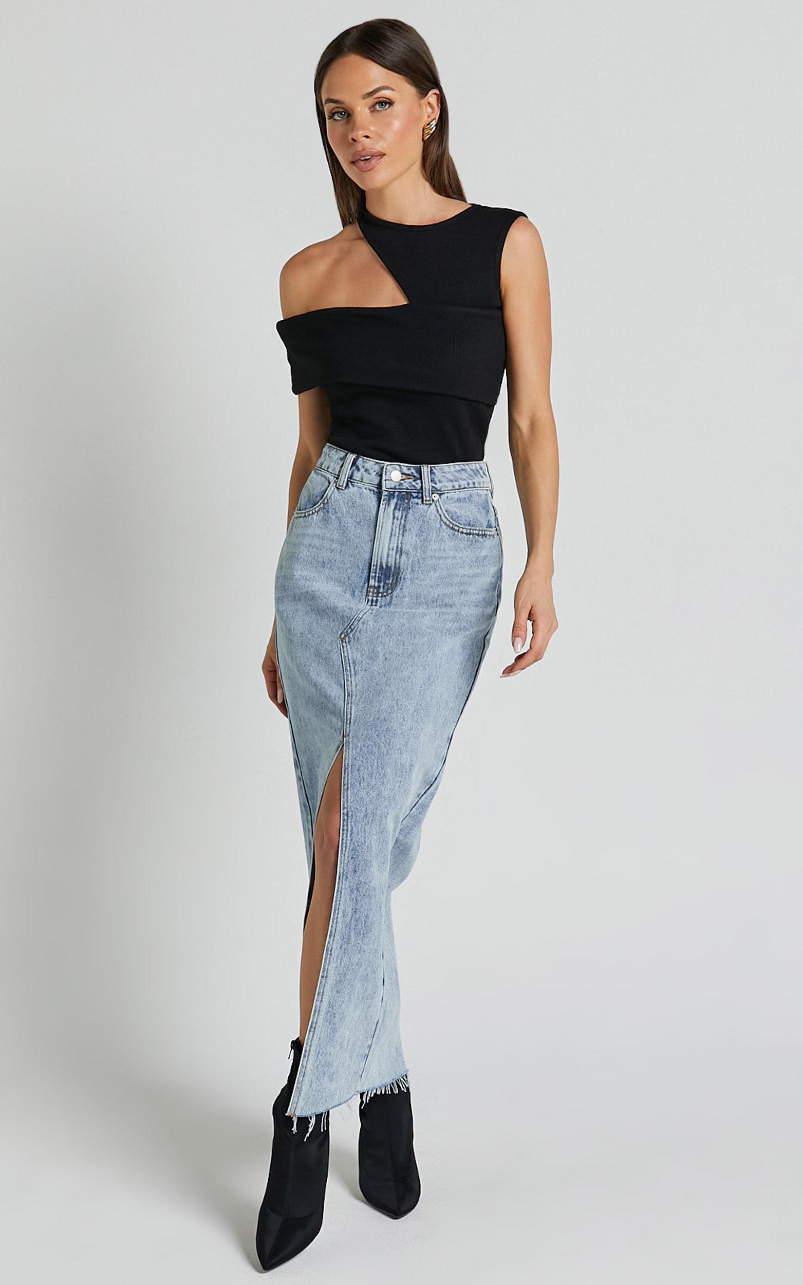 Lilah Top - Asymmetric Cut Out Top in Black Product Image