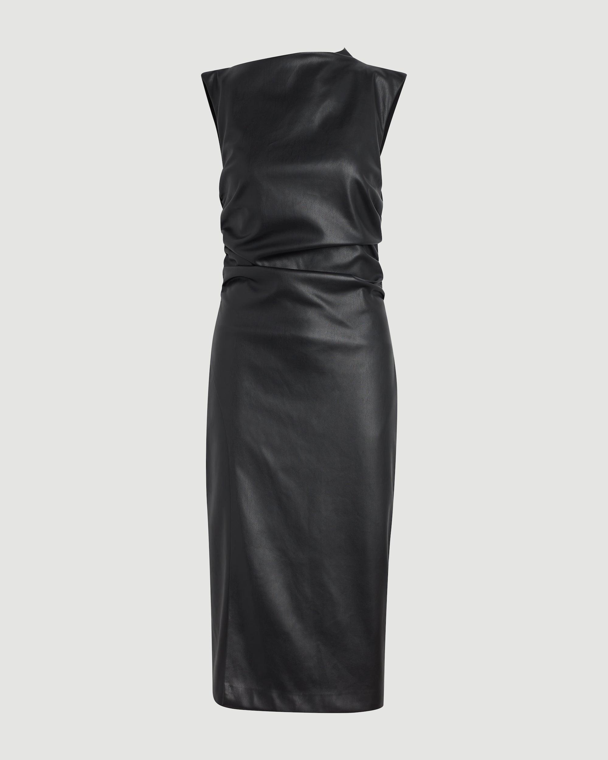 Channing Vegan Leather Wrap-Neck Dress (Petite) Product Image