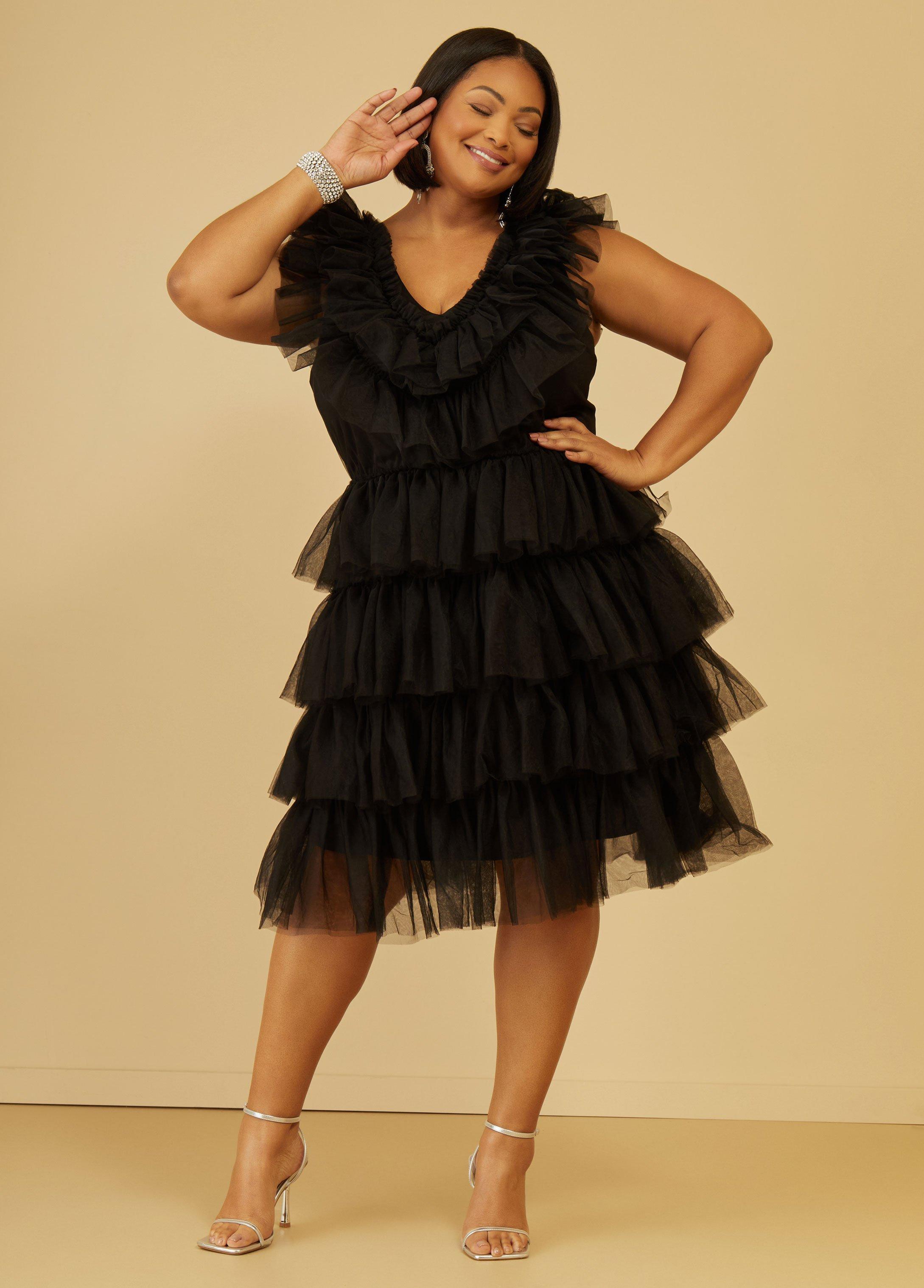 Plus Size Tiered Tulle Dress Ashley Stewart Product Image