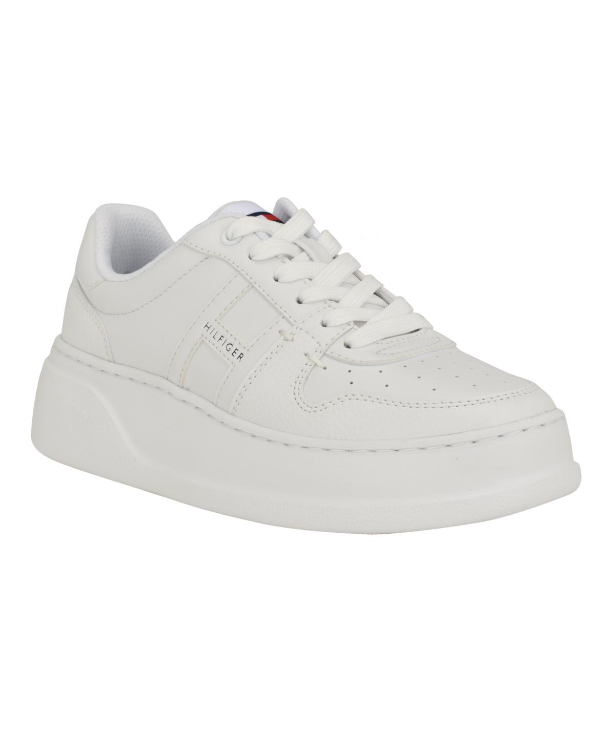 Tommy Hilfiger Womens Giahn Lace Up Fashion Sneakers - White Product Image