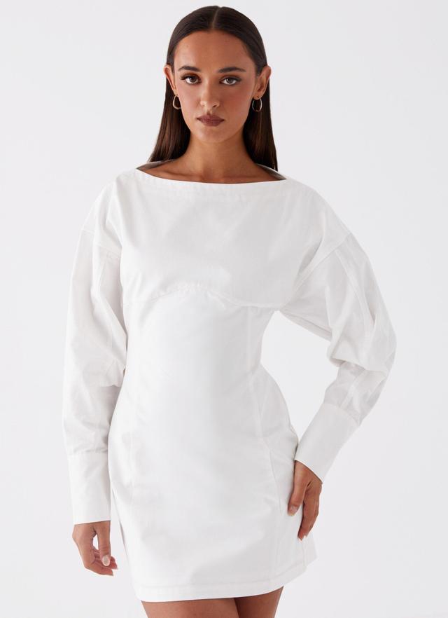 Dynasty Shirt Mini Dress - White Product Image