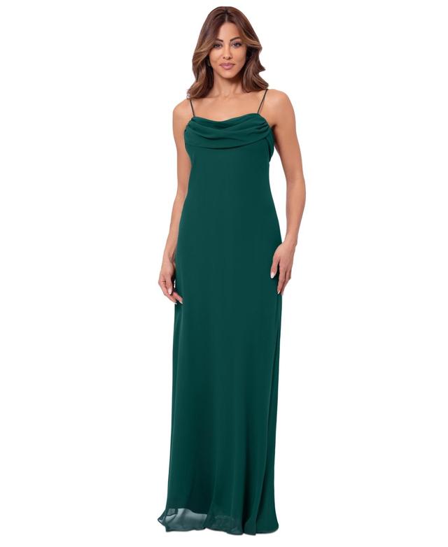 Betsy & Adam Womens Draped Chiffon Gown Product Image