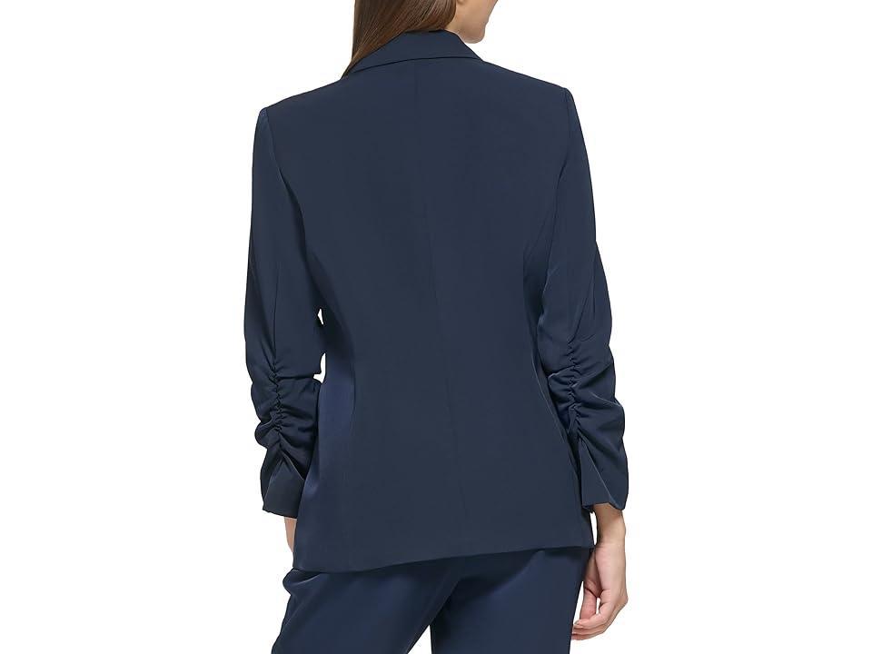 Calvin Klein Ruched Sleeve Jacket with Button (Twilight) Women's Clothing Product Image