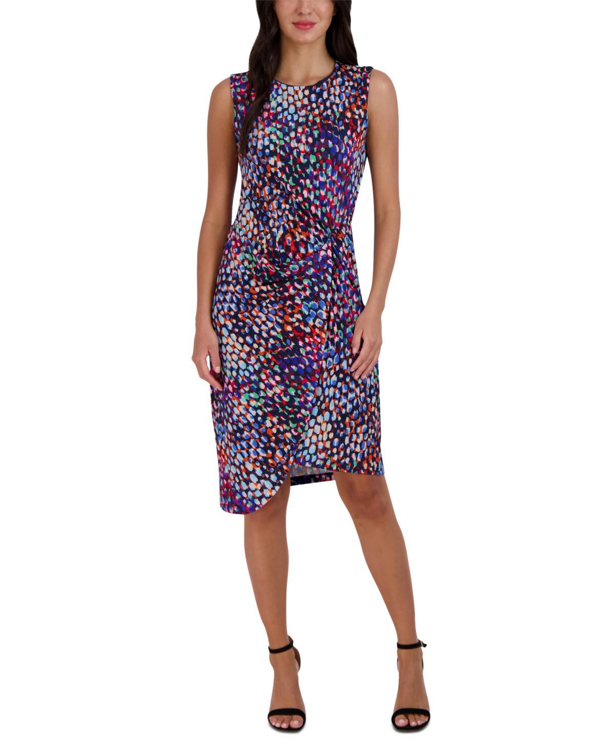 Donna Ricco Womens Twisted Asymmetrical-Hem Printed Dress Product Image