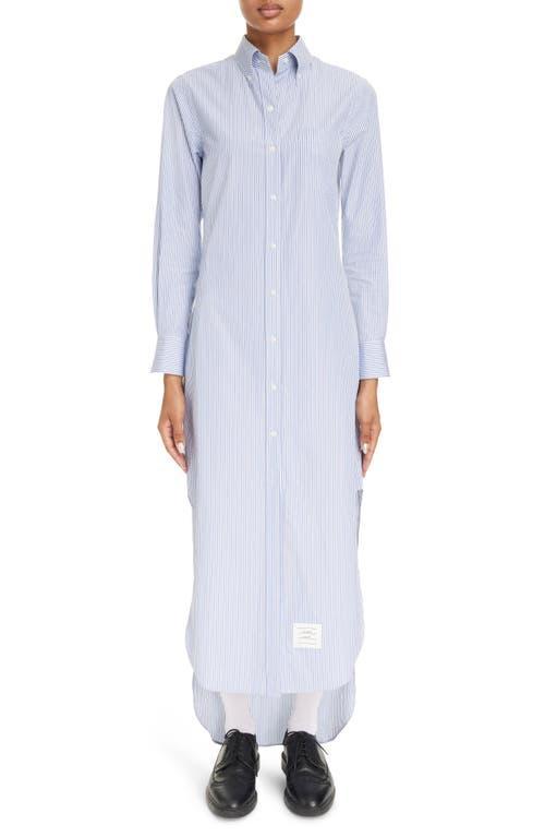 Thom Browne Stripe Long Sleeve Cotton Maxi Shirtdress Product Image