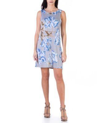 24seven Comfort Apparel Womens Floral Sleeveless Mini Shift Dress Product Image