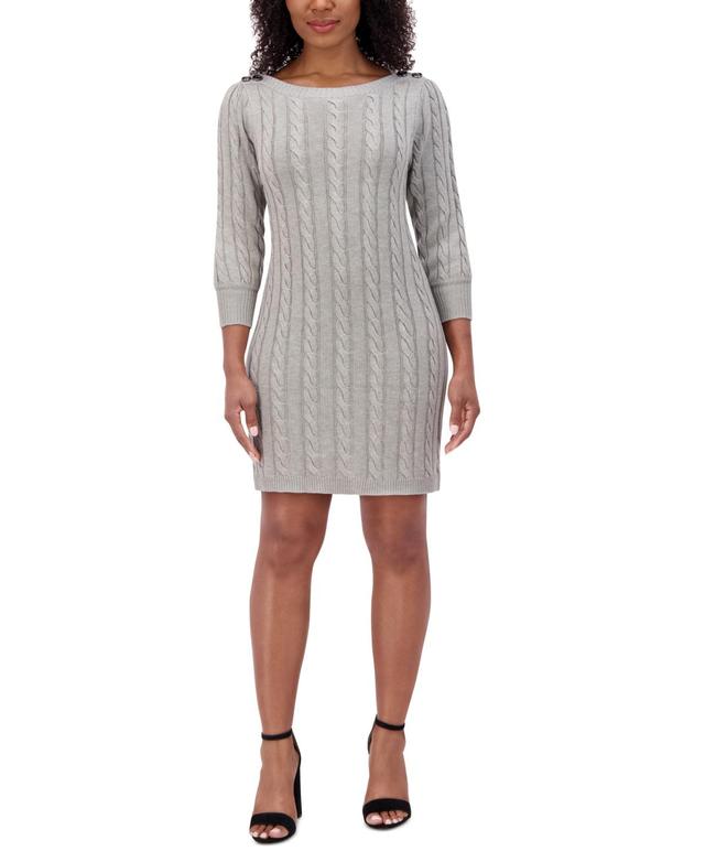 Jessica Howard Womens 3/4-Sleeve Cable Knit Dress Product Image