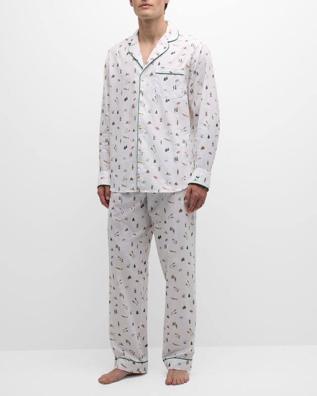 Men's Cotton Camp-Print Long Pajama Set Product Image