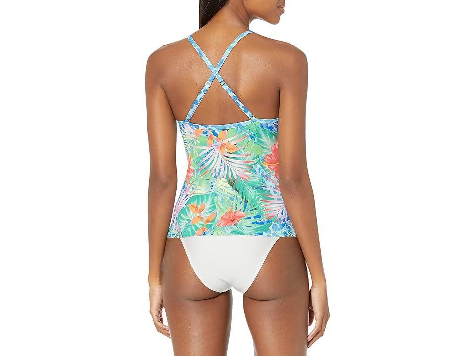 Bleu Rod Beattie Tropical Flight High Neck Tankini Top Women's Swimwear Product Image