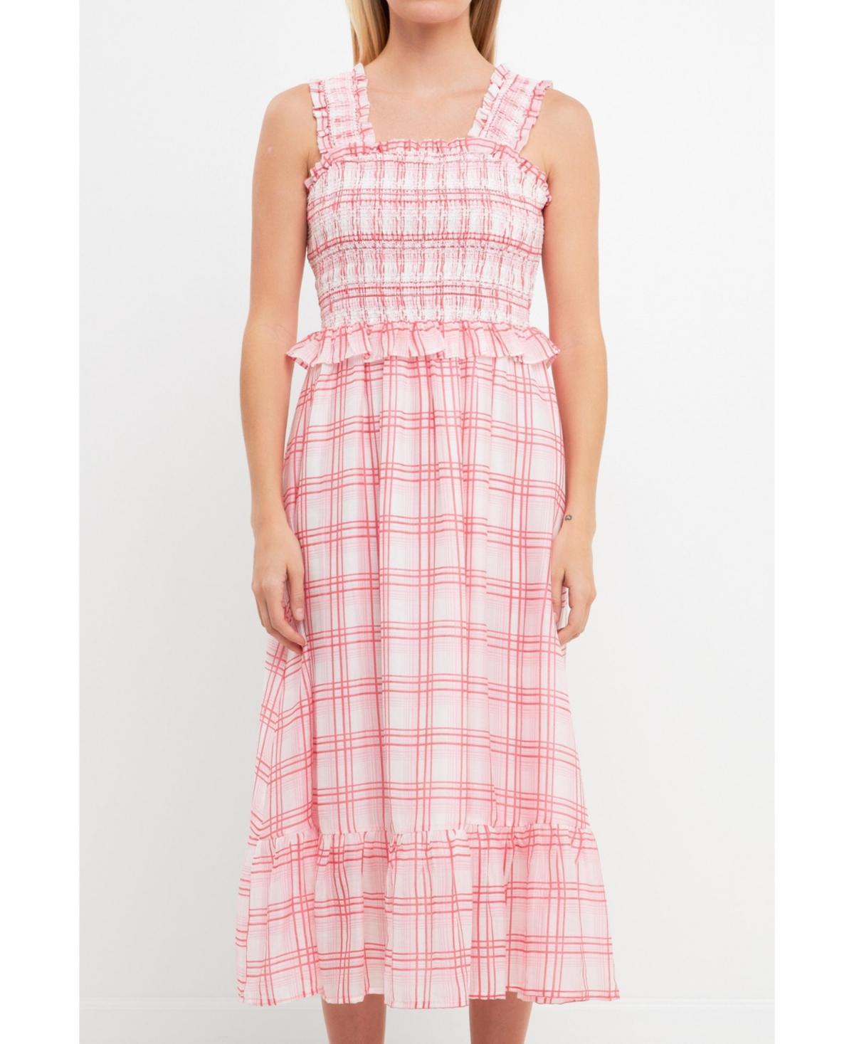 Womens Plaid Ruffled Midi Dress product image