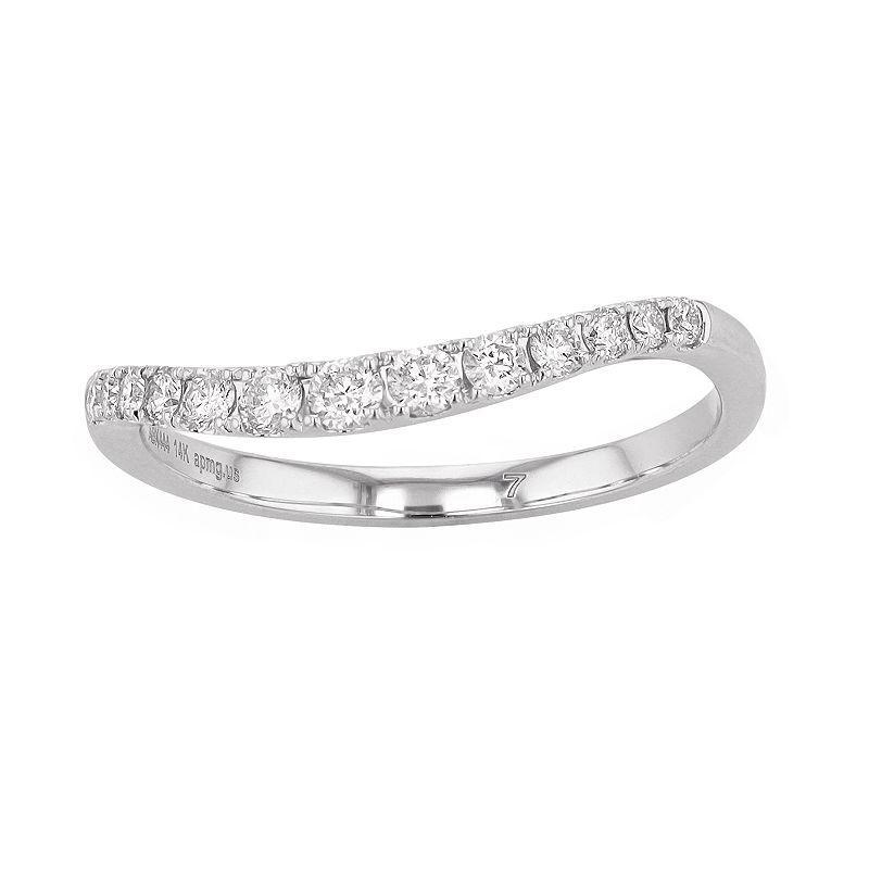 Ava Blue 14k White Gold 1/3 Carat T.W. Diamond Curved Bar Ring, Womens Product Image