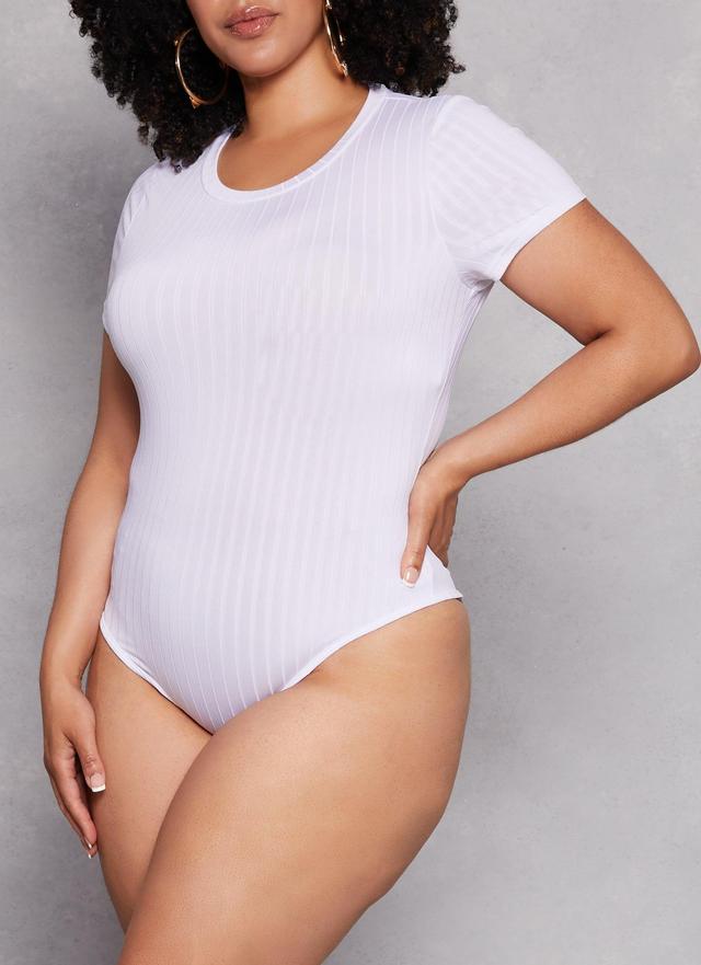 Womens Plus Size Daisy Ribbed Knit Bodysuit Product Image