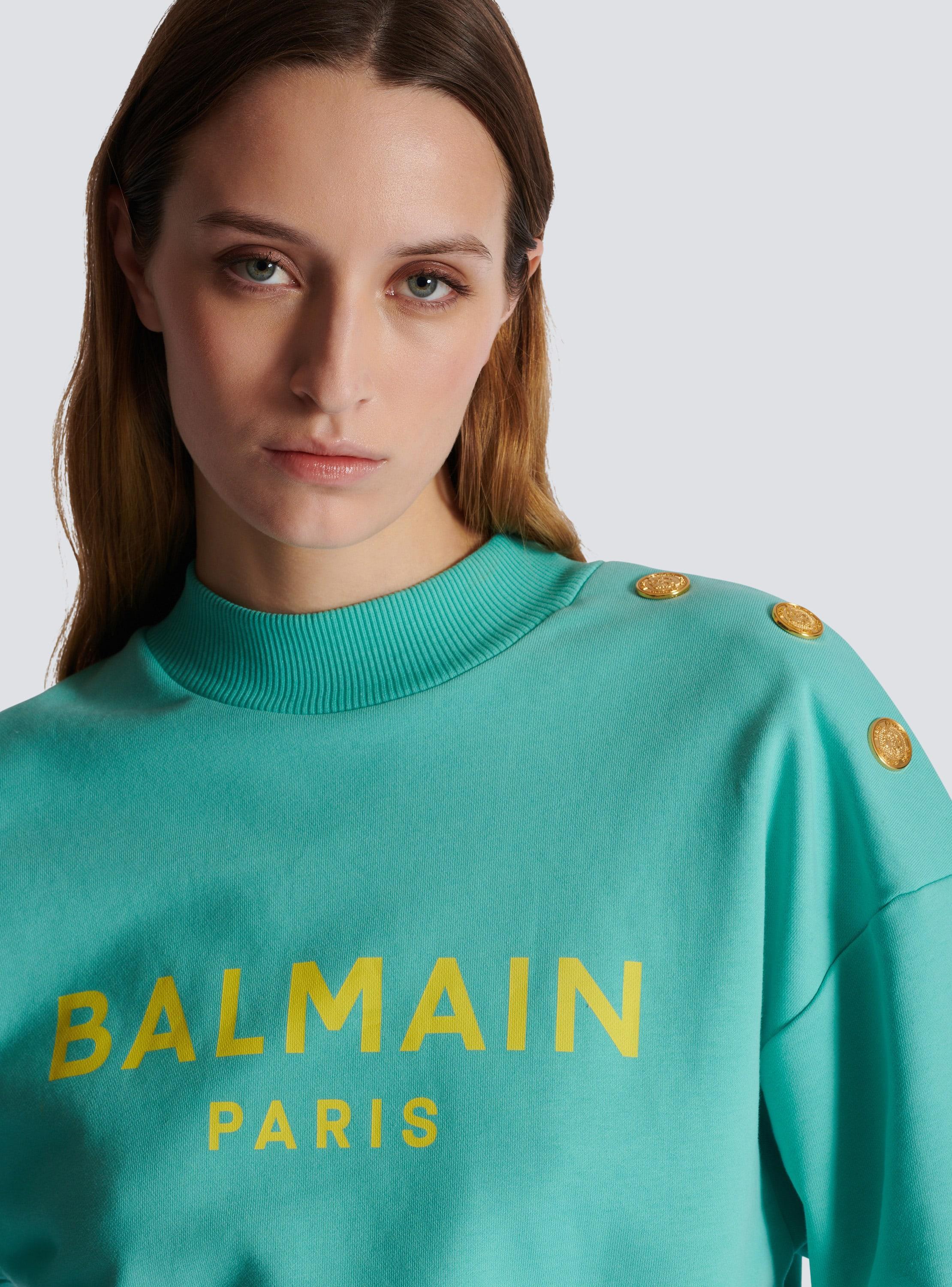 Cropped sweatshirt with Balmain Paris print Product Image