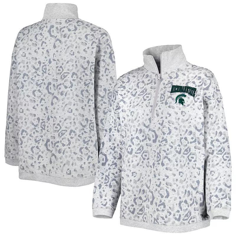 Womens Gameday Couture Heather Gray Michigan State Spartans Leopard Quarter-Zip Sweatshirt product image