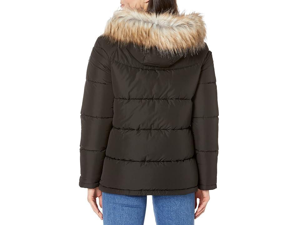 Calvin Klein Short Faux Fur Trimmed Puffer Women's Clothing Product Image