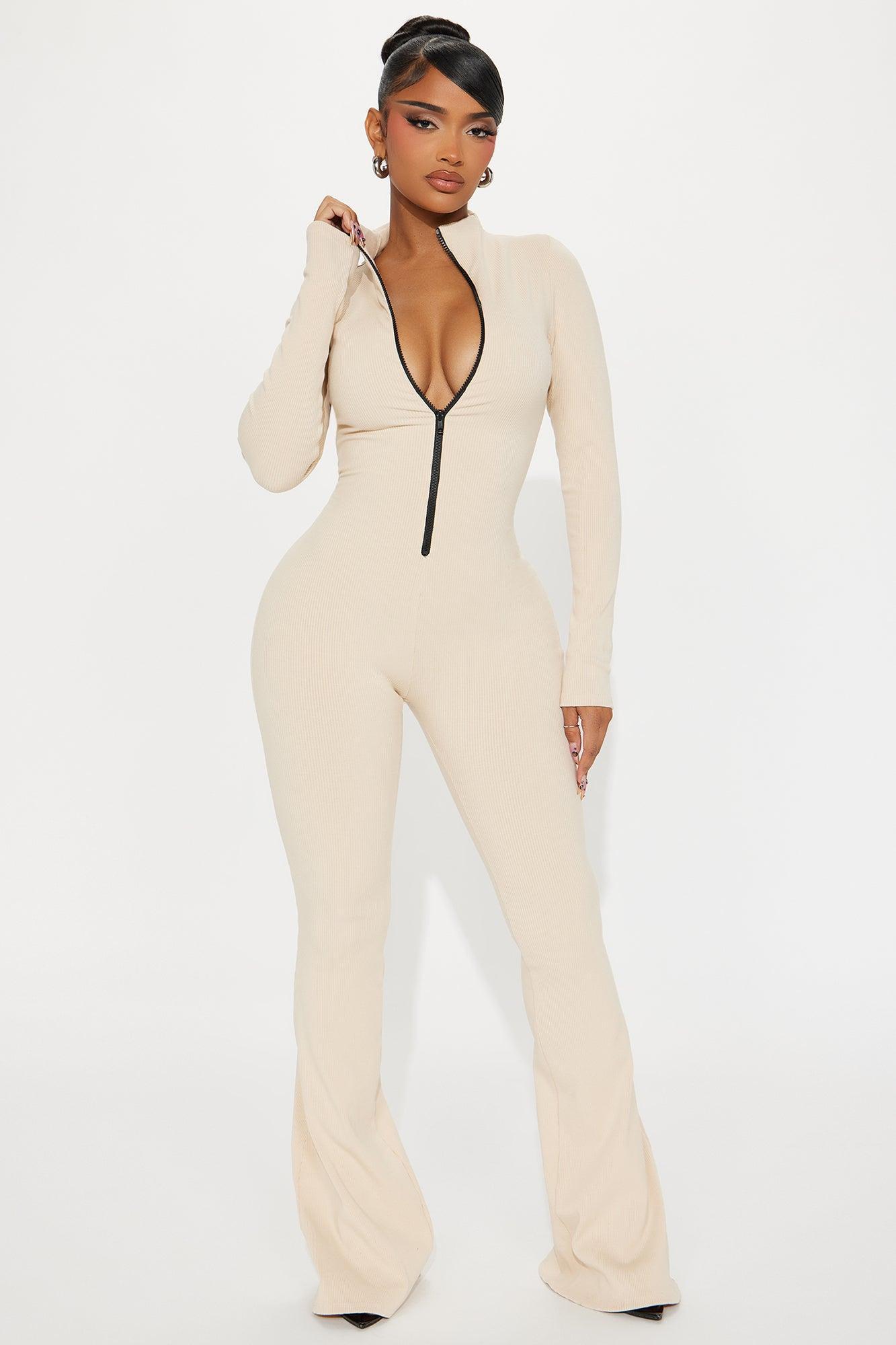 Sabrina Snatched Flare Jumpsuit - Cream Product Image