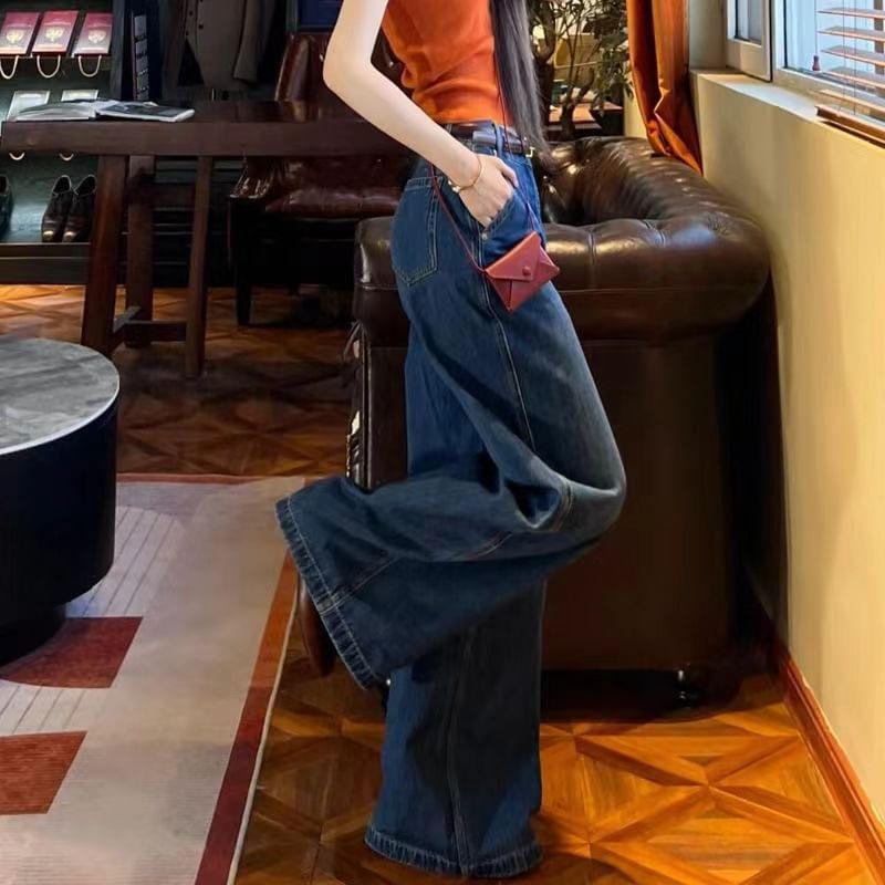 High Rise Washed Wide Leg Jeans Product Image