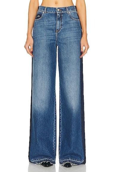 Alexander McQueen Denim Trouser in Worn Wash - Blue. Size 27 (also in 25). Product Image