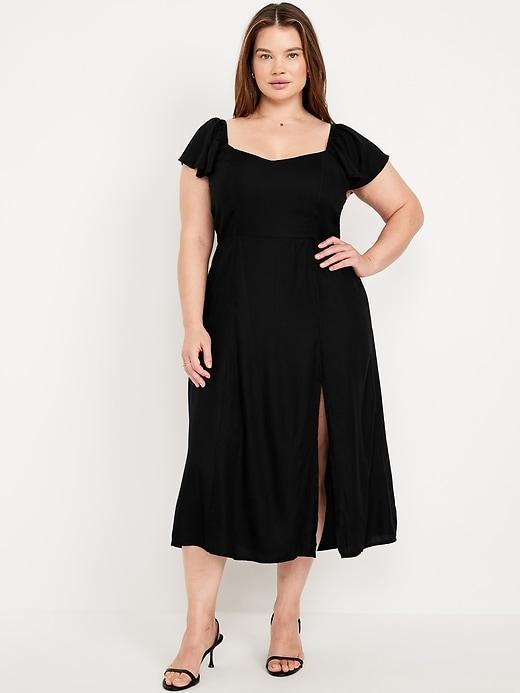 Flutter-Sleeve Crepe Midi Dress Product Image