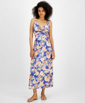 Petite's Floral-Print Twist-Detail Maxi Dress Product Image