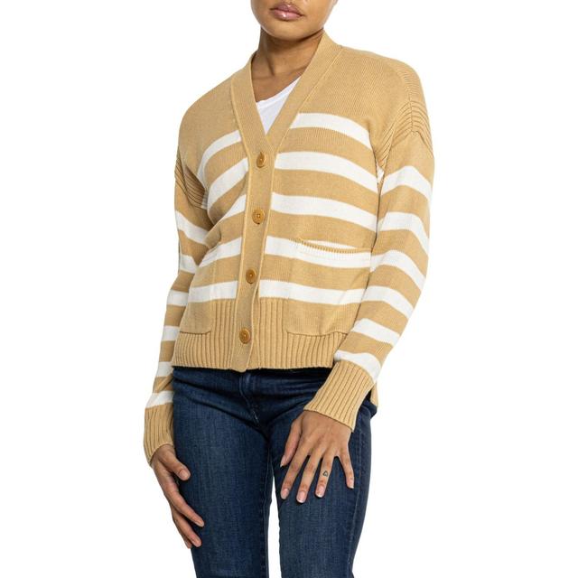 MADEWELL Stripe Sharon V-Neck Emmett Cardigan Sweater Product Image