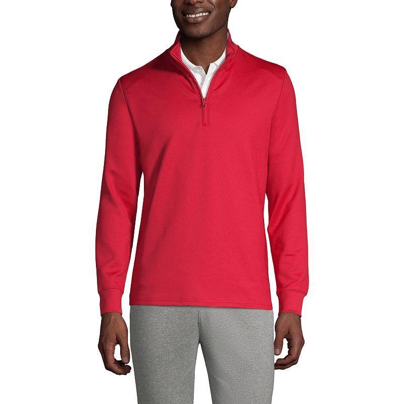 Mens Lands End School Uniform Quarter Zip Pullover Sweatshirt Red Product Image