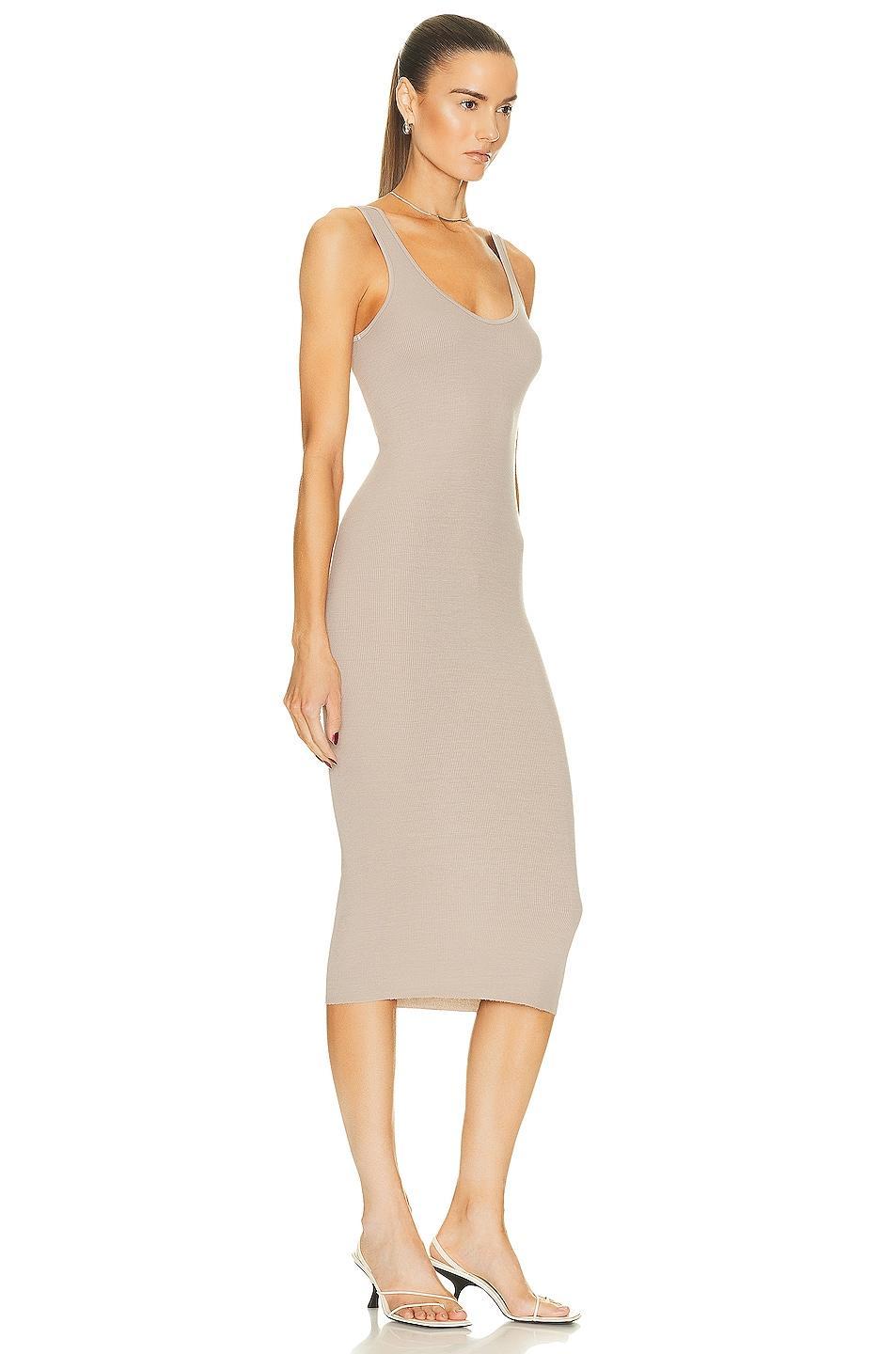 Enza Costa Silk Tank Midi Dress in Blue. Product Image