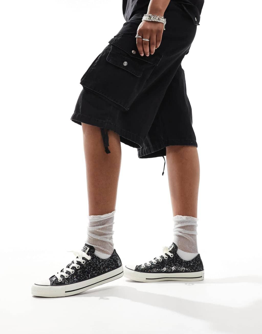 Converse Chuck Taylor All Star Glitter sneaker in black Product Image